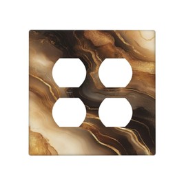 Spshian Decorative Outlet Covers Abstract Gold Black Marble Texture 2 Gang Wall Plate Cover Double Duplex Receptacle Two Switch Light Switch Cover Plate Jumbo Dual Face Plate