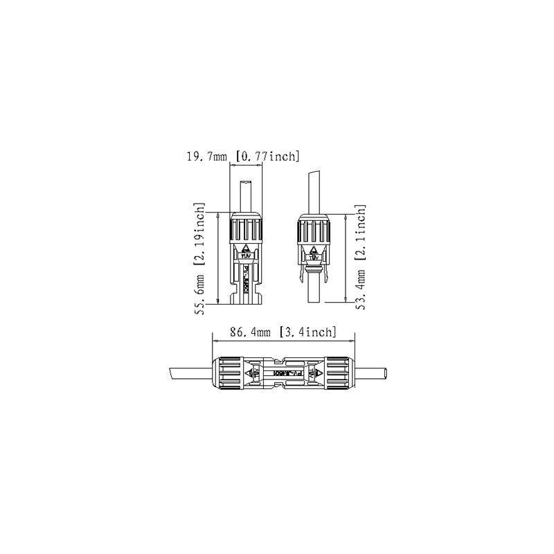 Renogy 5 Pair Solar Panel Cable Connectors, Black