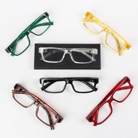 BFOCO Reading Glasses Metalless Screwless Spring Hinges for Men 6 Pack Vintage Readers +3.50