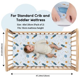 Yoofoss Pack of 2 Baby Fitted Sheets 60 x 120 cm Microfibre Mattress Topper Breathable Mattress Protector Sheet for Cot Bed Baby Cot