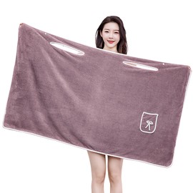 NICEYEA Warm Wearable Bath Towel Wrap Soft Fluffy Highly Water Absorbent Shower Cover Up Women Bath Wrap Towel for Shower with Pocket Thick Quick Dry Beach Spa Gym Bathrobe