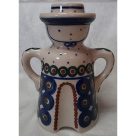 Dekorativer Kerzenhalter aus Keramik, traditionelles Design mit weißen und blauen Punkten