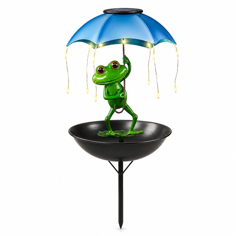 Solar Frog Bird Feeder Garden Light for Outdoor Décor –