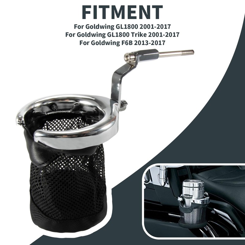 PSLER Rear Passenger Drink Cup Holder for Goldwing GL1800 2001-2017