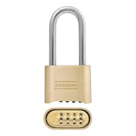 Master Lock De 2 Pulgadas Peine Alpha Long Con Forma De Grillete, Color Zinc Y Latón