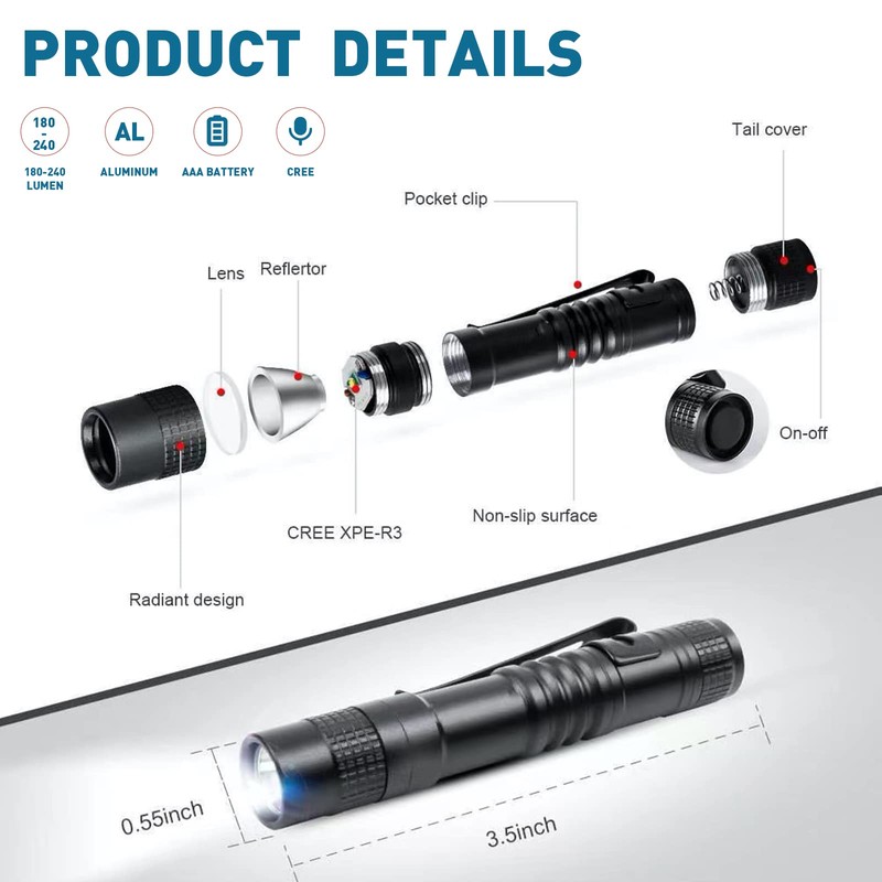 YAFIYGI Mini Led Flashlights High Lumens Outdoor Small Tactical Flashlight