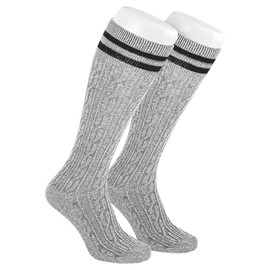 AVAYUU 1 Pair Men's Traditional Socks Long Knee Socks Striped Costume Socks Cotton Braid Knee Socks Country House Style Mottled Knee Socks Comfort Waistband & Without Seam Size 40-46 Light Grey,