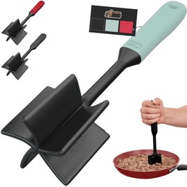 Gorilla Grip 5 Blade Heat and Slip Resistant Meat Chopper with Ergonomic Handle, Masher Tool Safe for All Cookware, Kitchen Utensils for Ground Beef, Hamburger, Potato, Smasher Cooking Tools, Mint