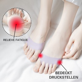 Caudblor 6 Pairs of Ankle Socks Women's Toe Socks Invisible Cotton Toe Cap Forefoot Pad Black Beige High Heel Cushion Shoe Insoles 36-39 39-42, colour