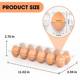 Egg Cartons Cheap Bulk 100 Pack, 1 Dozen Plastic Egg Carton for Refrigerator, Reusable Egg Container Holder for Storing, Sharing, Selling, Clear Egg Cartons for Home Ranch Farm Market-2x6 Grids