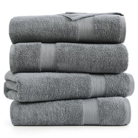 LANE LINEN Bath Sheets Bathroom Towel Set - 4 Pack 100% Cotton Extra Large Bath Towels, Oversized Bath Towels, Luxury Bath Towels, Shower Towels Bath Towel Sets for Bathroom, 35x66 - Cool Grey