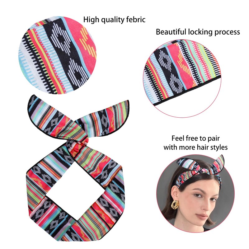 ONEYE Boho Wire Headbands for Women,Twist Bow Hair Wraps,8PCS