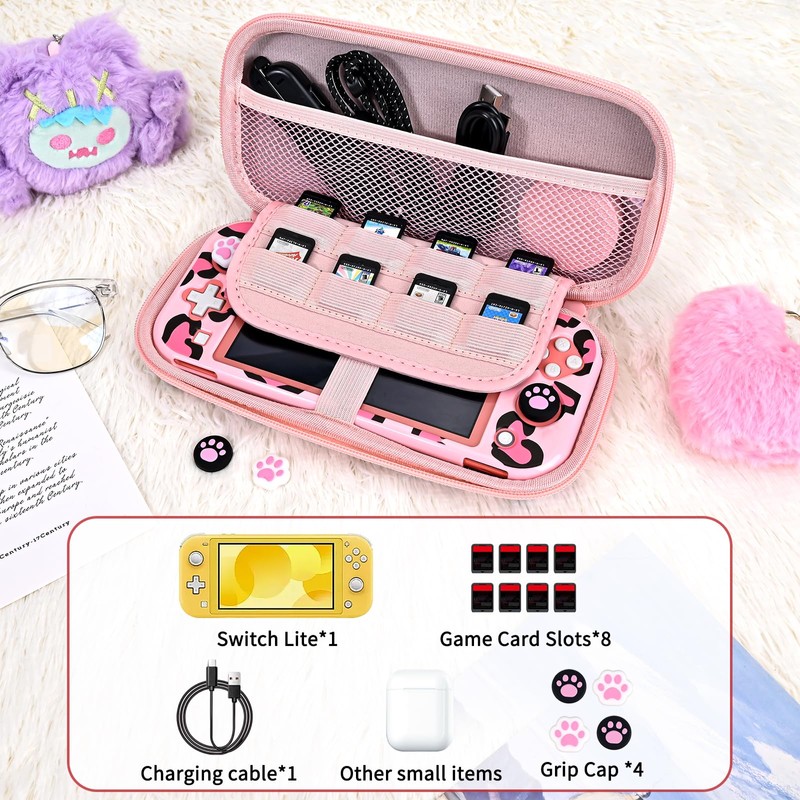DLseego Love Leopard Carrying Case for Switch Lite 2019 Accessories