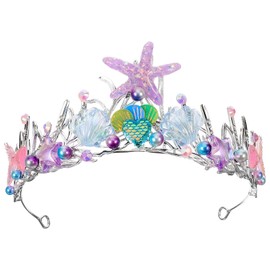 OATIPHO Mermaid Crown Headband Hair Hoop Merm aidCostume Tiara Headband Headpiece Seashell Hair Accessories for Women Girls Birthday Party Decoration