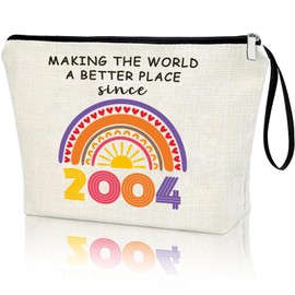 21st Birthday Gifts for Her Funny 2004 Themed Makeup Bags for Teenage Girls Stuff, Girls, Friends, Daughter, Cosmetic Bag Travel Pouch 21-Year-Old Birthday Decorations, White