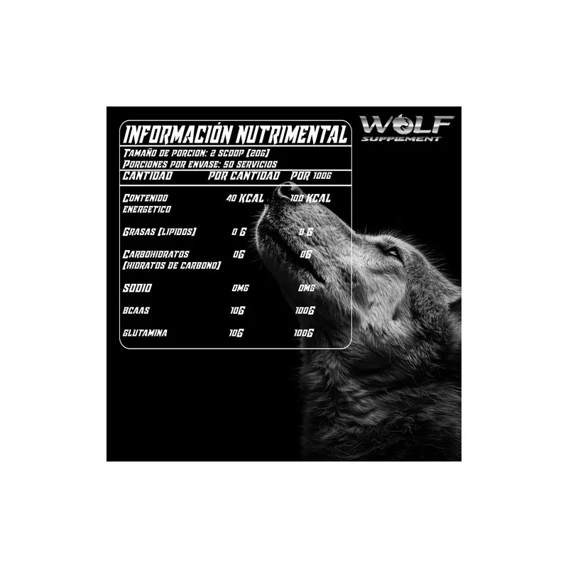 Aminoacidos Bcaas + Glutamina Wolf 1kg Varios Sabores Pre