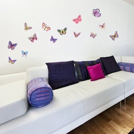 Wandkings Schmetterlinge Wandsticker Set, 14 Aufkleber, 2 DIN A4 Bögen, Gesamtfläche 60 x 20 cm