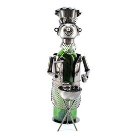 BBQ Barbecue Chef Metal Wine Bottle Holder Character
