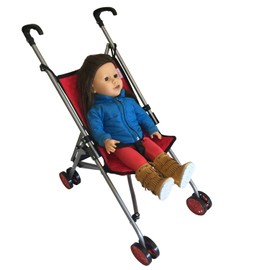 The New York Doll Collection First Dolls Stroller for Kids, - one piece – Red Color for18” inch Folds for Storage - Great Gift for Toddlers