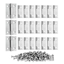 20 PCS 1.75 * 1.25 inches Stainless Steel Mini Small Hinges with Screws, Suitable for DIY Wooden Boxes, Small Cabinets, Jewelry Boxes Flat Hinges, Furniture, Woodworking Craft Project, Silver