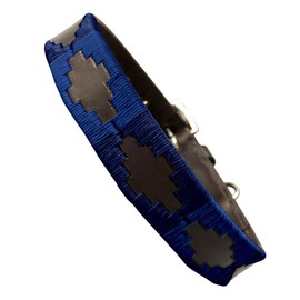 Carlos Diaz Genuine Leather Waxed Embroidered Polo Dog Collar S