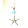 Textured Silvery Starfish with Turquoise Glass Ceiling Fan Pull