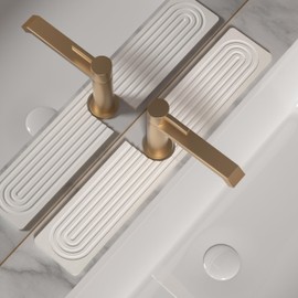 IMGROSE Faucet Mat for Kitchen Sink, Diatomite Stone Drying Sink Protectors, Bathroom Faucet Splash Guard, Quick Dry Water Absorbing, Non-Slip Stone Tray for Kitchen Counter, White, 23.6" x 3.9"