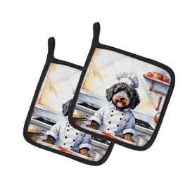 Caroline's Treasures Bernedoodle The Chef Pair of Pot Holders Kitchen Heat Resistant Pot Holders Sets Oven Hot Pads for Cooking Baking BBQ, 7 1/2 x 7 1/2
