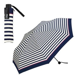 Wpc. UX003-038-002 Windproof Folding Umbrella, Pink Line Border, Rain Umbrella, 25.6 ft (65 cm), Unisex, For Both Sun and Rain, Large, 8.5 ft (26 m/s) Wind Resistant, Fashionable