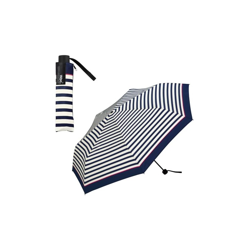Wpc. UX003-038-002 Windproof Folding Umbrella, Pink Line Border, Rain Umbrella,