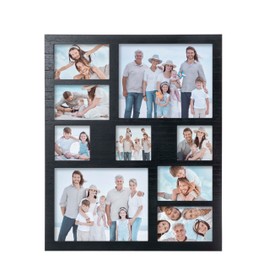 Collage Picture Frame 4x6 8x10 and 4x4 Photos -Large Size 9 Openings Black Picture Frame Wall Decor for Wall Mounting Vertically or Horizontally- Home and Family Display 4x6 8x10 and 4x4