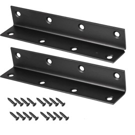 MindWissUp 2Pcs Black Stainless Steel L-Shaped Wooden Corner Brackets, 140x25x25mm, 90 Degree, Indoor/Outdoor