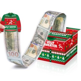 Christmas Money Box for Cash Gift Pull Surprise Christmas Money Holders Cash Gift Boxes Fun DIY Xmas Cash Holders Uniqu Money Ideas for Family Friends Kids Adults Men Women(Ugly Sweater)