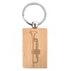 keepdrum Trumpet Wooden Rectangle Keyring Gift for Musicians, natural, Unit