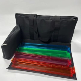 1-1/4" 32mm 4-Layer Engraved American Mahjong Set 160-Tile Lavender Heavyweight Acrylic Imperial Peacock Pagoda Garden SetColor: Black Mahjong Bag Set