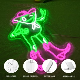 Alkkign Frog Cowboy Neon Sign for Wall Decor Cowboy Toad Neon Light Frog LED Neon Signs Colorful Led Neon Lights for Bedroom Man Cave Shop Decoration