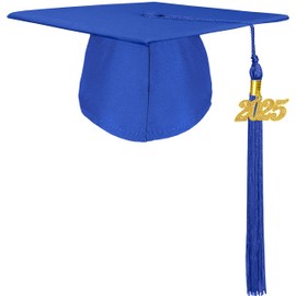 Grad HAGO Unisex Adult Graduation Cap with 2024+2025 Tassel Year Charm for High School & Bachelor Master Royal Blue