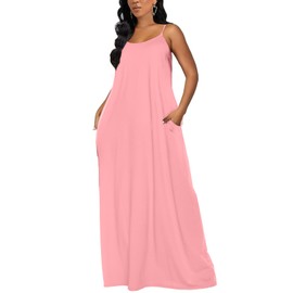 OFEEFAN Pink Plus Size Dress for Women Maternity Dress Spaghetti Strap Dress 3XL