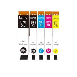 kamo 570XL 571XL (5-Pack) Compatible with Canon PGI-570 CLI-571 XL Cartridges Multipack, for PIXMA TS5050 TS5051 TS5053 TS5055 TS6050 TS6051 MG5750 MG5751 MG5752 MG5752 MG5757 553 53 850 MG6851 MG6852