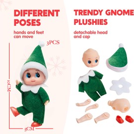 3pcs Christmas Elf Baby Mini Dolls,Christmas Baby Elves Twins Cute Little Elfs,Naughty Tiny Baby Elf Doll Novelty Toys Christmas Tradition Small Dolls for Girls Boys Kids Gift Xmas Stocking Stuffers