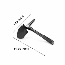 outcamp Foldable Compact Camping Shovel, Bottle Opener, Compass, & Saw Survival Tool