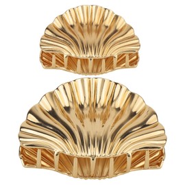 Tinoaly 2pcs Seashell Hair Clip, Fashionable Metal Hairpin Shell Hair Claw Barrette Mermaid Accessories for Women Perfect for All Hair Types (Gold)