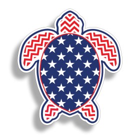Real Sticky 4" USA American Flag Turtle Sticker Star Sea Car Vehicle Window Bumper Decal