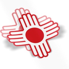 2 Zia Stickers 6 x 6 inch Custom Colors Weatherproof Window Vinyl Sticker Decals of New Mexico Native American Sun Symbol for Car or Laptop (White)