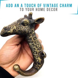 5MOONSUN5 - percha de ropa decorativa para puerta de jirafa montada en la pared, gancho en forma de jirafa, gancho de pared individual para cabeza de jirafa con forma de animal, resistente y