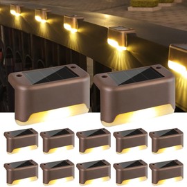 PhilzOps Solar Lights for Outdoor Garden, Pack of 12 Solar Lights Warm White Solar Lamp Decoration Waterproof Solar Garden Lights for Patio Garden Outdoor Steps Stairs Lawn Fences Lighting