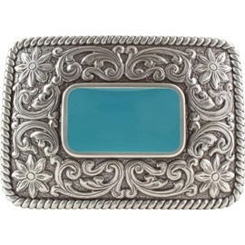 BELTINGER Manito Belt Buckle 4.0 cm | Buckle Interchangeable Buckle Belt Buckle 40 mm Solid | Interchangeable Belt up to 4 cm, Silver, turquoise