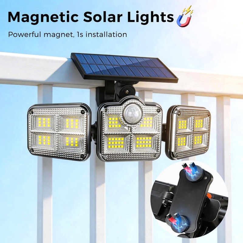 Lazukes Magnetic Solar Lights Outdoor, Motion Sensor Porch RV Light