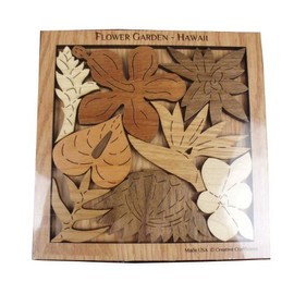 Flower Garden Hawaii Brain Teaser Puzzle- Wood Version- Plants Native to HI