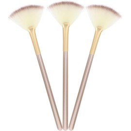 Beavorty 3 Piezas Cepillo De Maquillaje Cepillo De Ventilador Cepillo De Abanico Para Resaltador Pinceles De Maquillaje Facial Aplicador De Mascarilla Mango de maderas Acrílico Mango Largo
